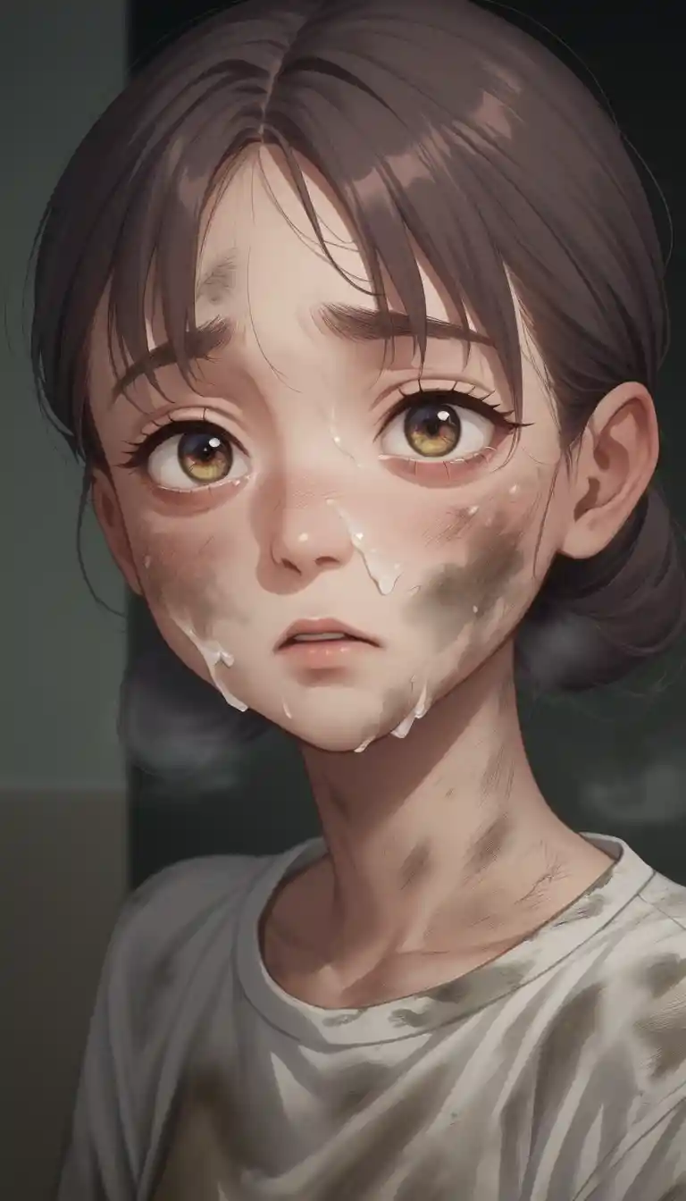 Crying anime girl with tears streaming down her face