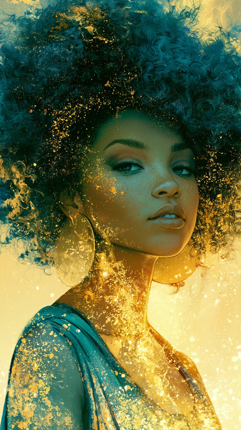 Mulher de pele marrom brilhando com cabelo natural e texturizado