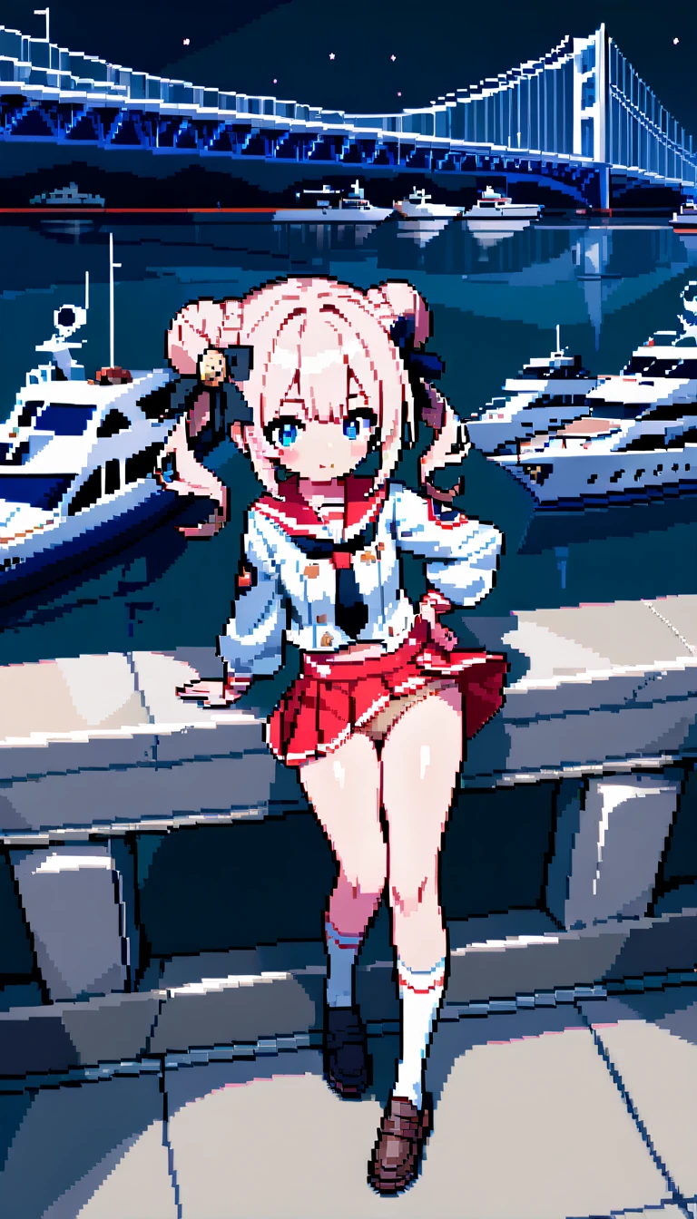 Süßes Anime-Mädchen als Pixel-Art auf einer Stadtstraße