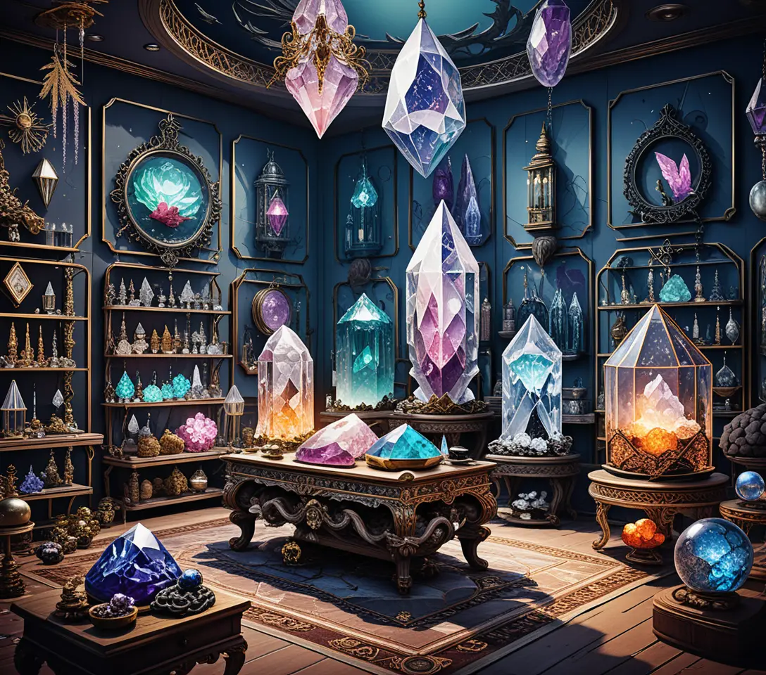 Mystical Crystal Gallery With Occult Inspired Digital Art