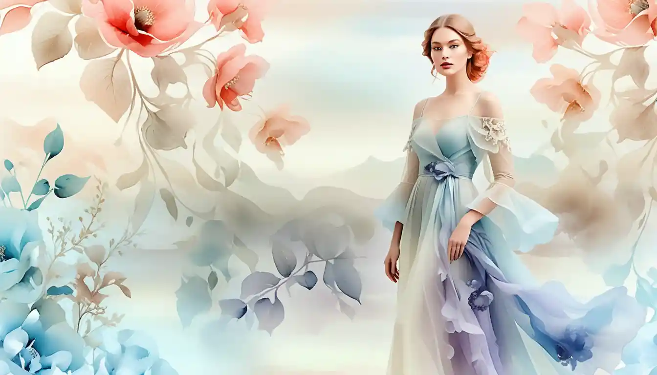 Bohemian Fashion Portrait With Turquoise Floral Mixed Media Wall