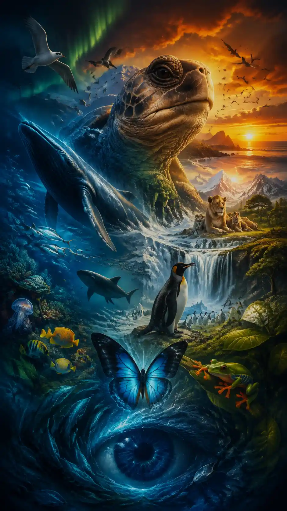 受艾登堡故事啟發的史詩級數位野生動物拼貼