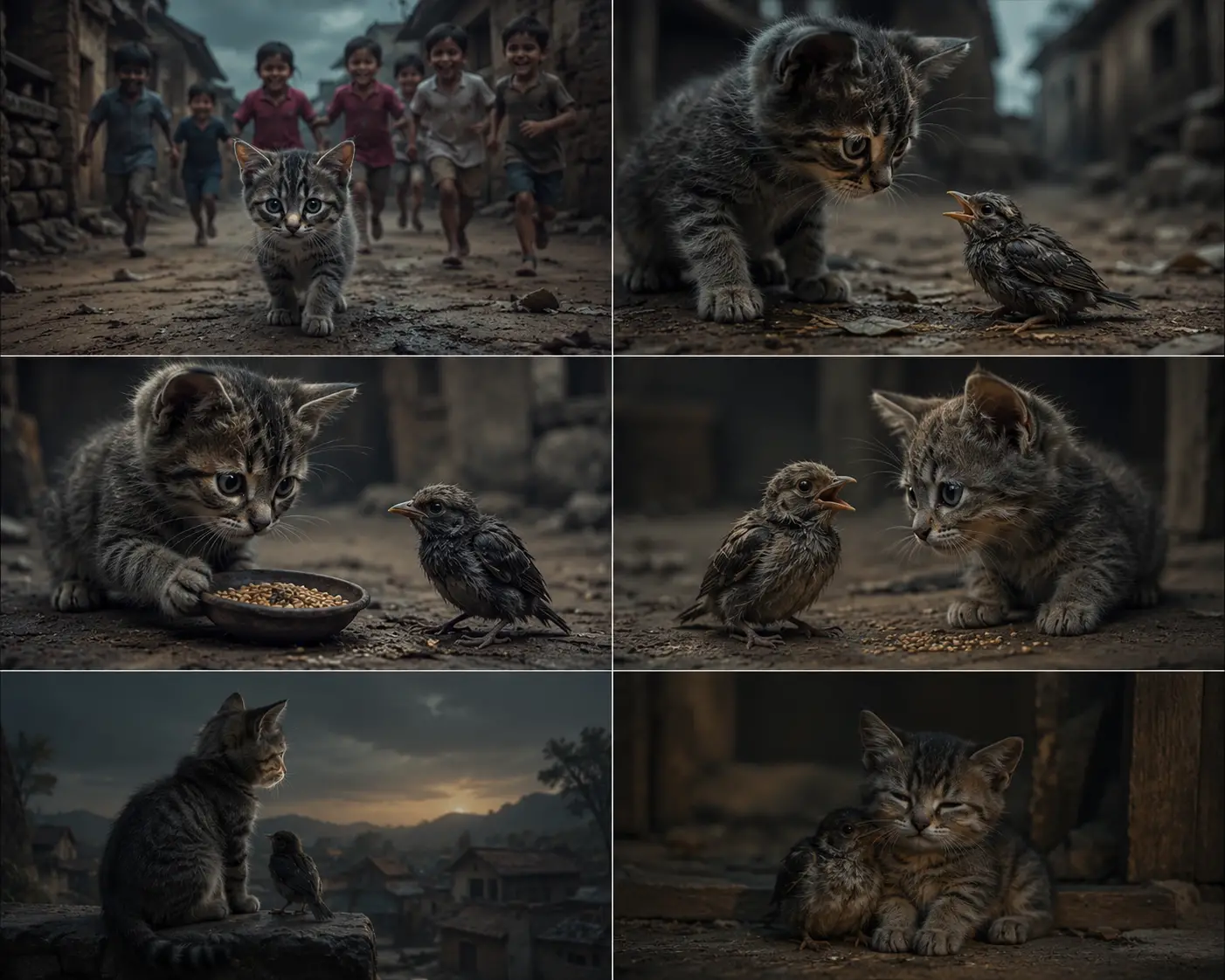 Small village cat wandering through narrow rustic streets