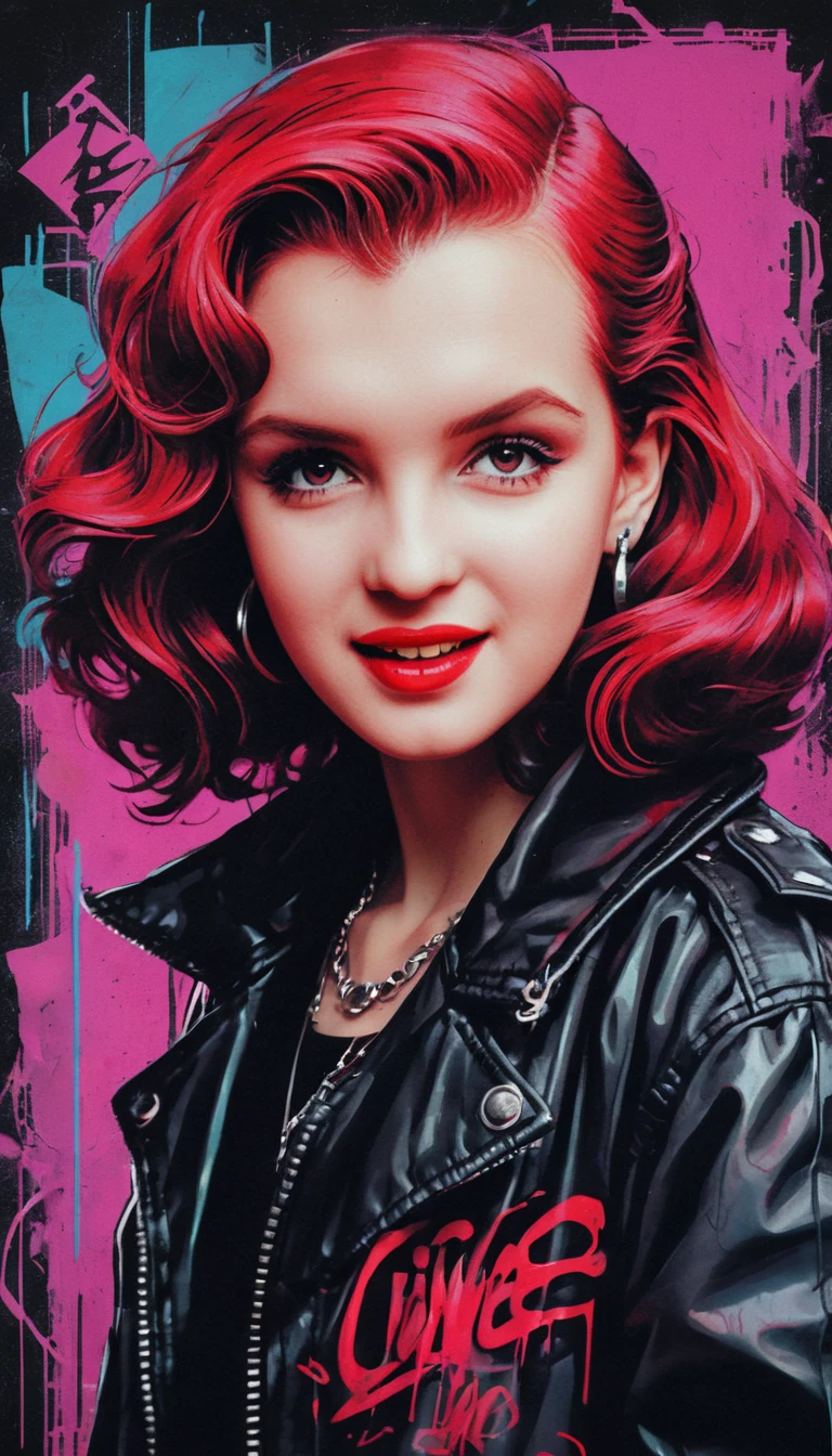 Retrato de misteriosa mulher gótica em estilo anime com lábios carmesins
