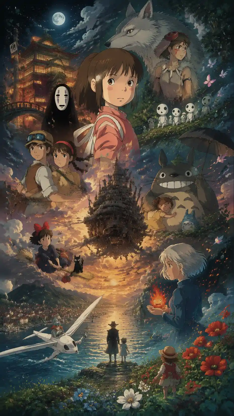 Epica illustrazione digitale con fluide scene di fantasia simbolica
