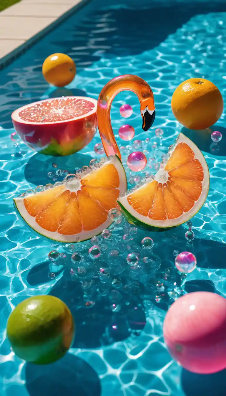 Scacchiera di gelatina fluttuante sopra acqua di piscina turchese vibrante