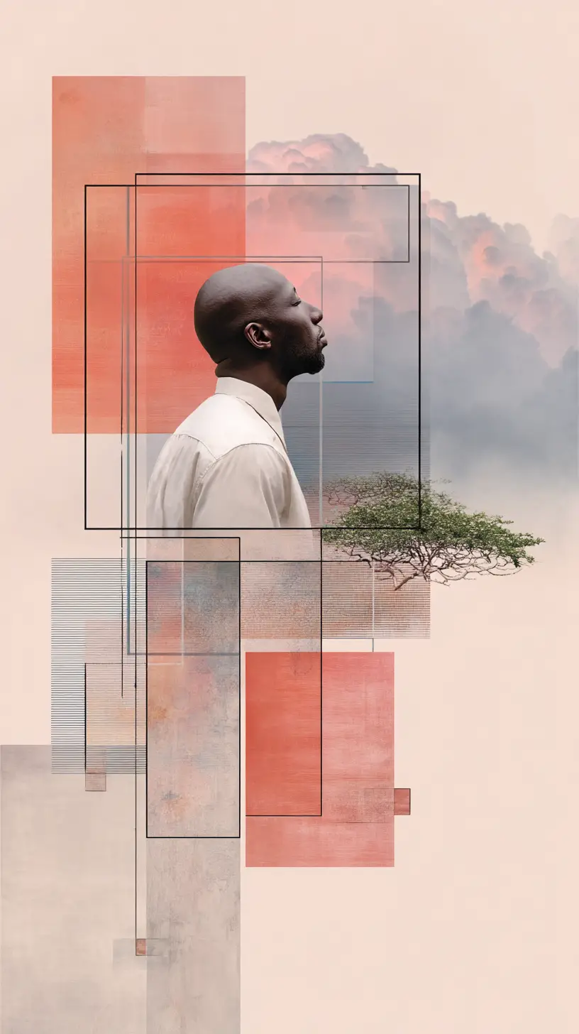 Surreal portrait of a thinker with a glowing inner world