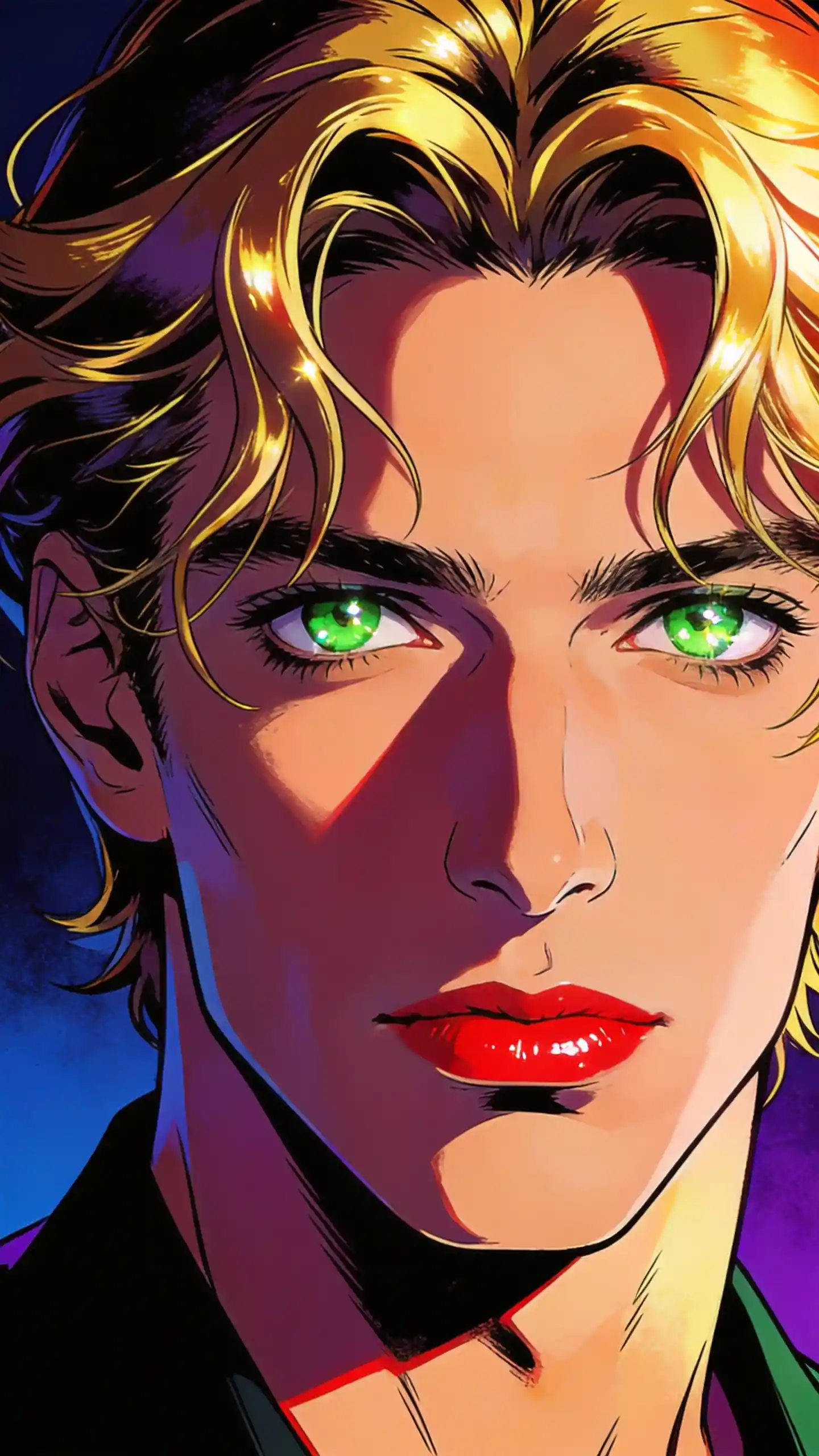 Cel shaded close up portrait of a young blonde man