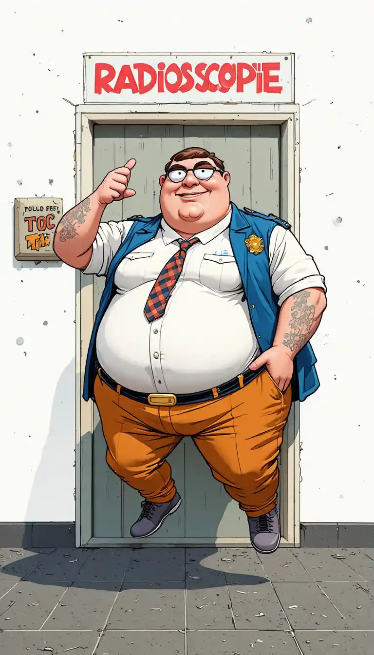 Smug cartoon man standing on a white background