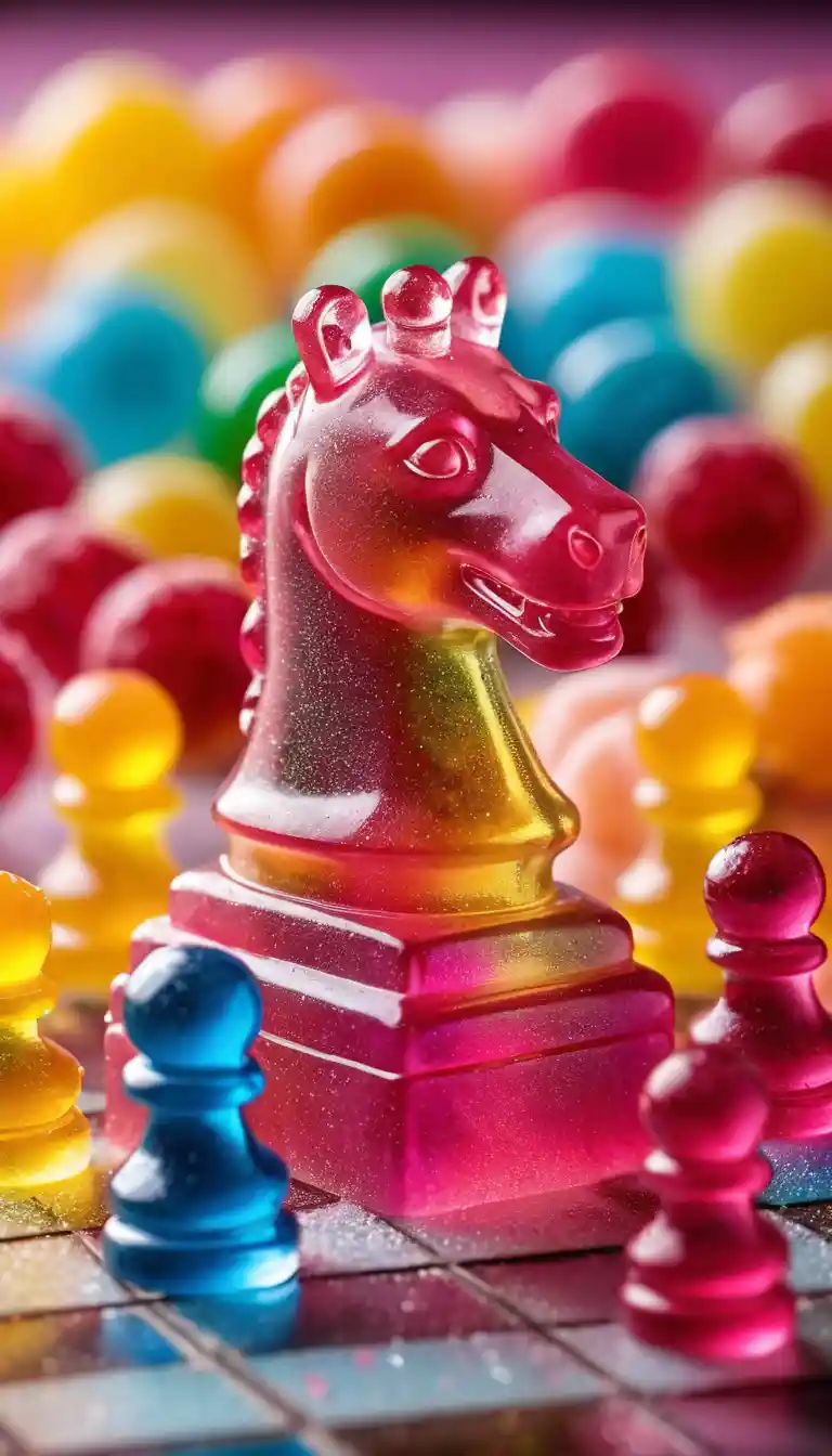 鬆餅棋盤上的特寫糖果棋子