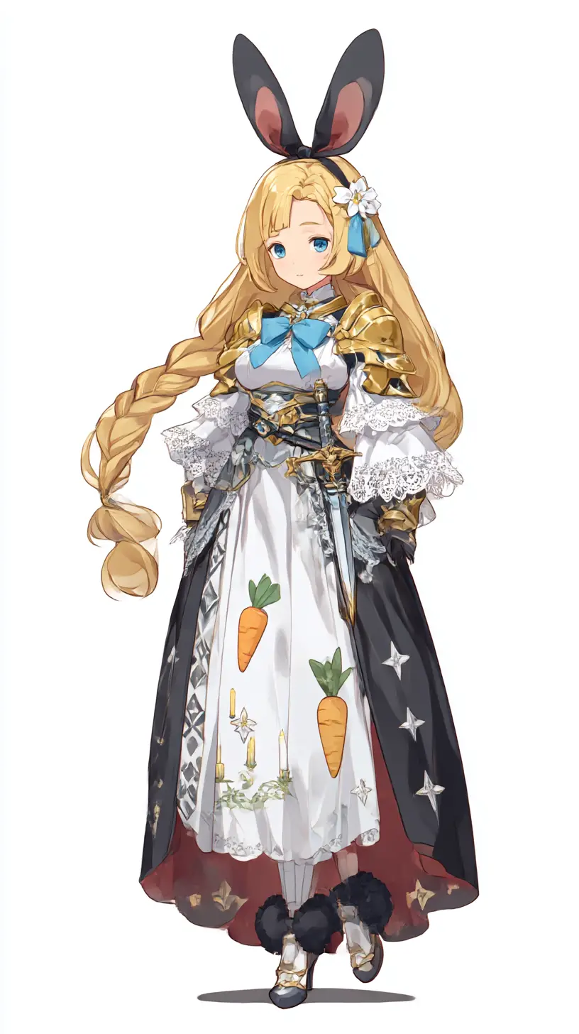 Golden haired anime girl in ornate fantasy armor