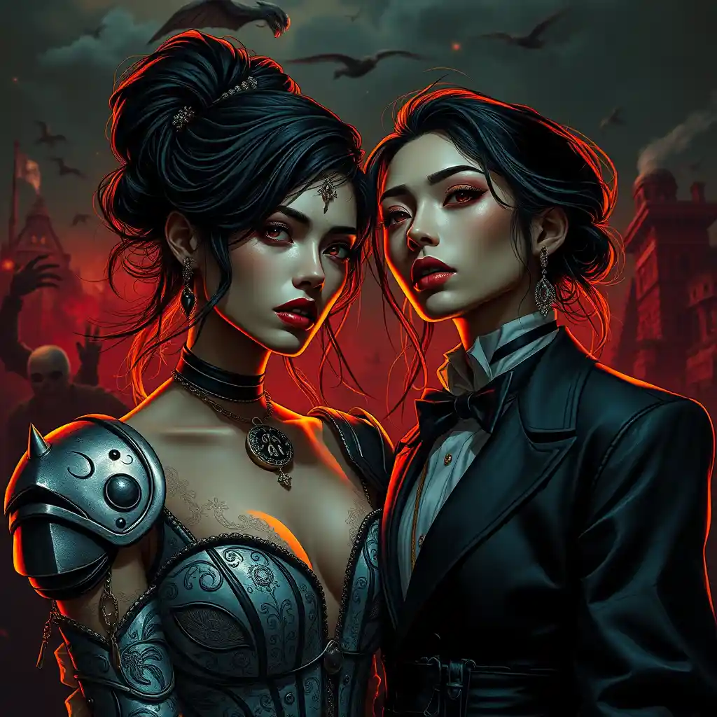 Sensual knightly figure in a dark surreal apocalypse