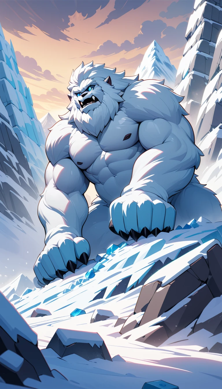 Yeti de Lego se ergue sobre uma imensa montanha de blocos gelados