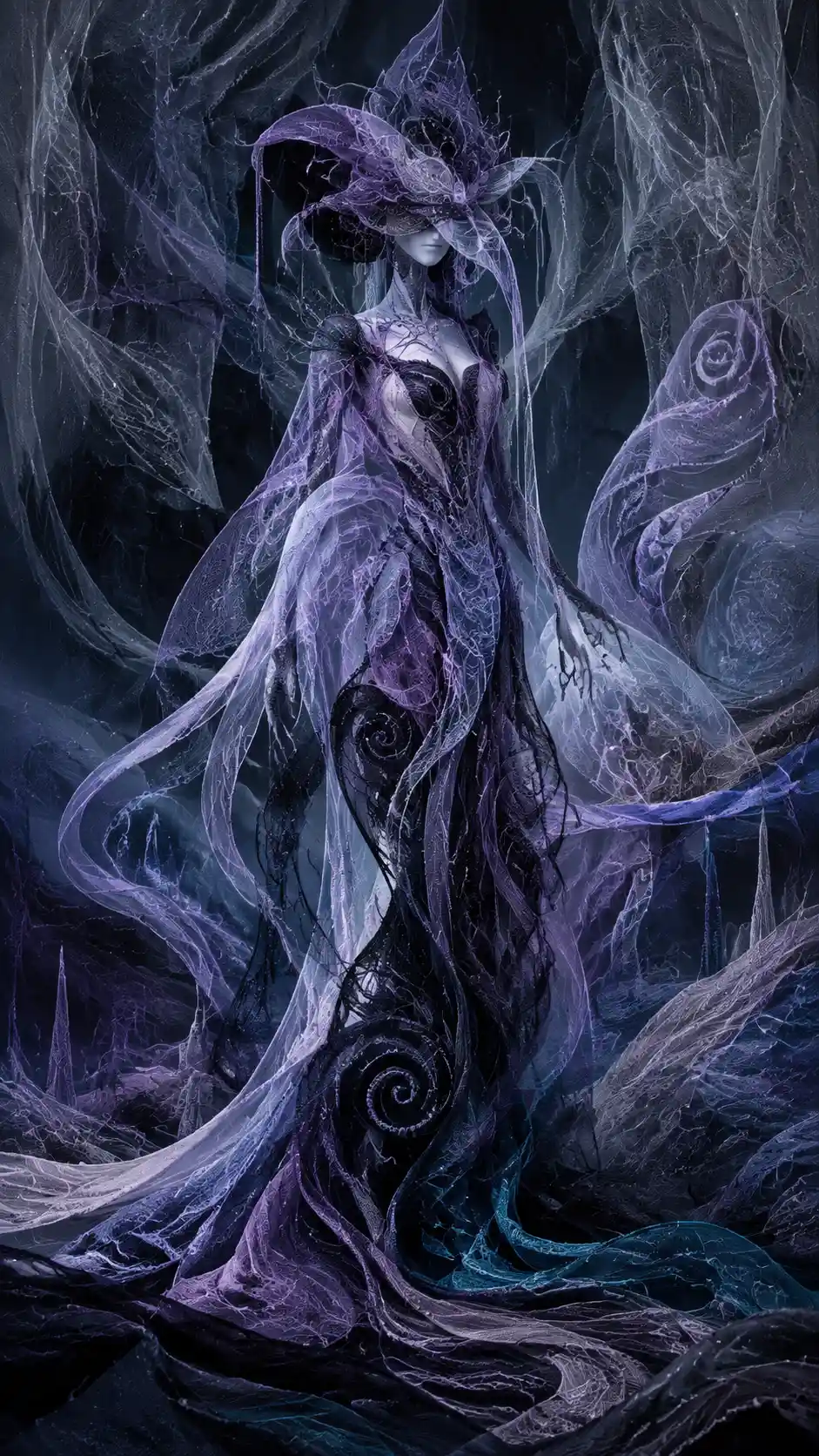 Surreal Ribbon Figure In An Abstract Textured Landscape