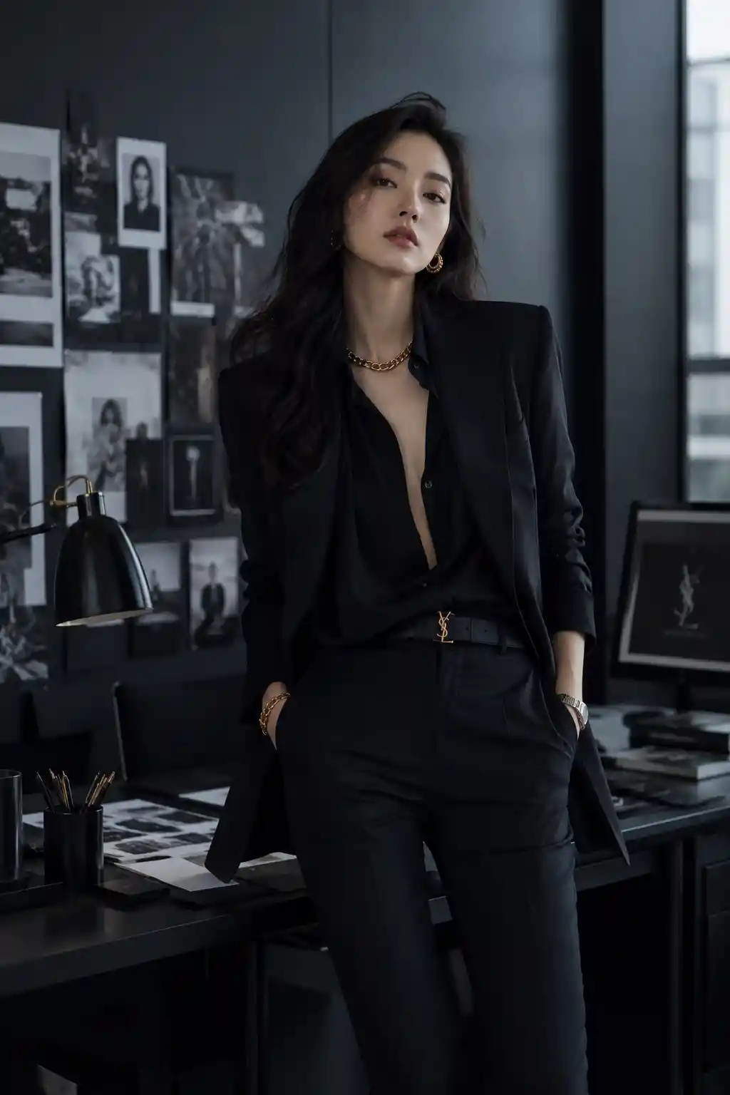 Young advertising executive in stylish modern fashion pose