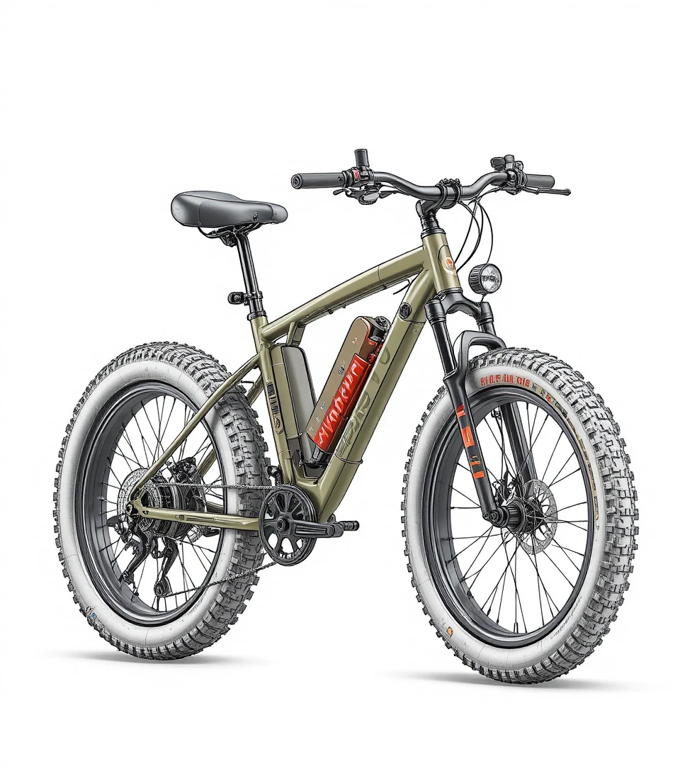Modernes olivgrünes E-Fatbike Produktfoto