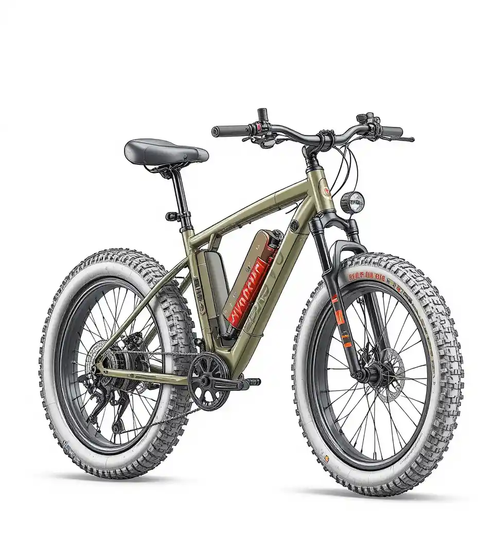 Modernes olivgrünes E-Fatbike Produktfoto