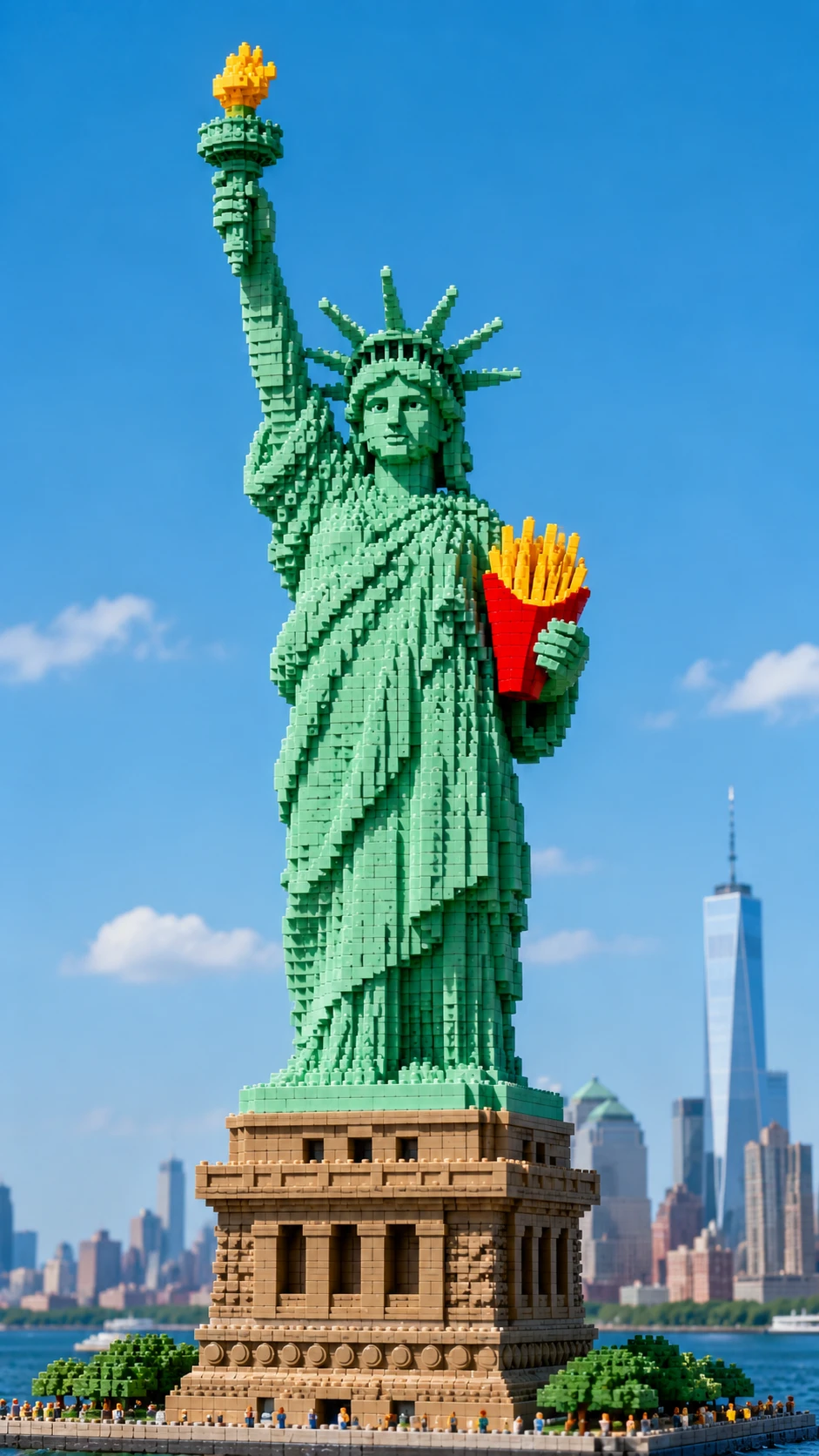 Lego Statue Of Liberty Holding A Cone Of French Fries