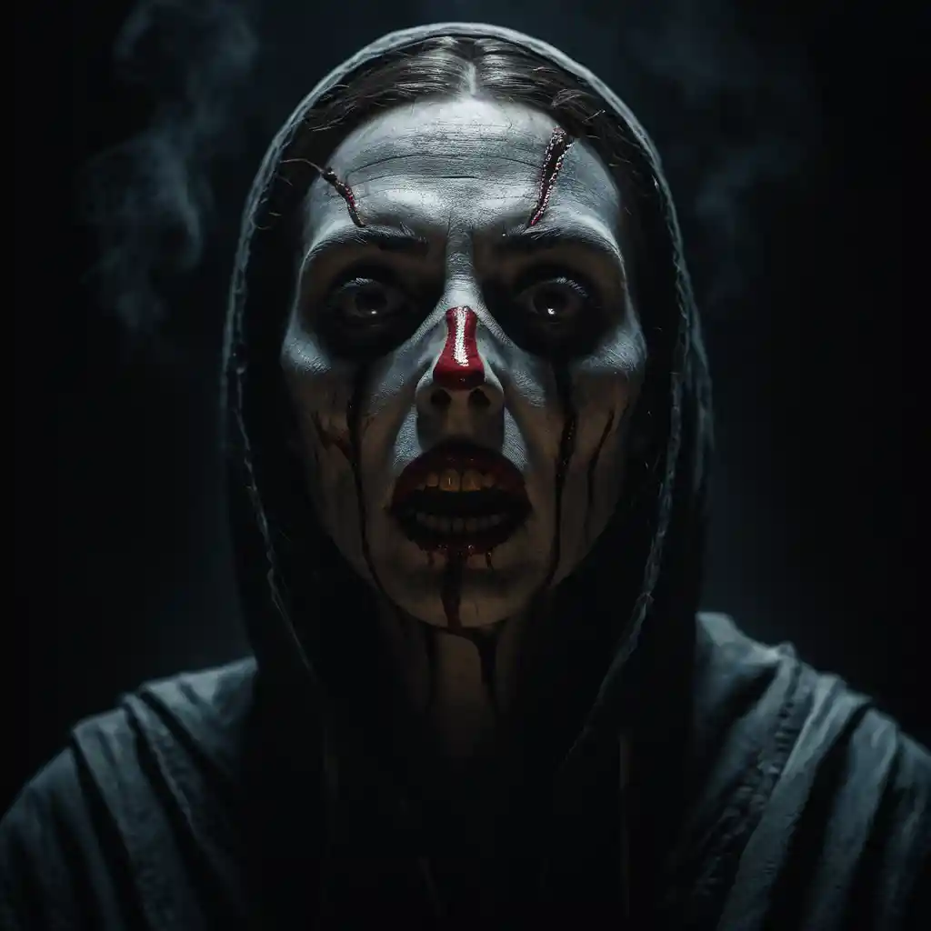 Macabre surreal scene mixing horror and darkly comic elements