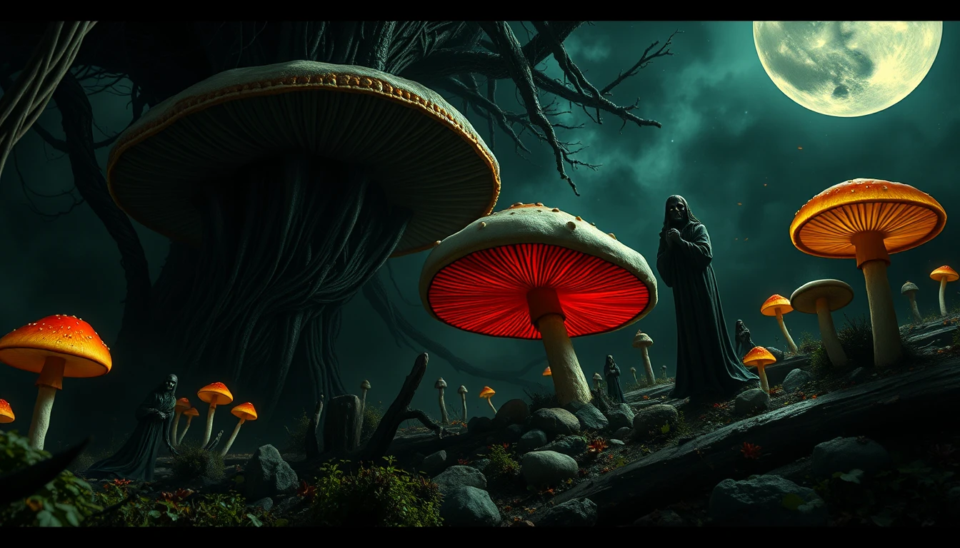 Surreal day trip into a dark mystical mushroom world