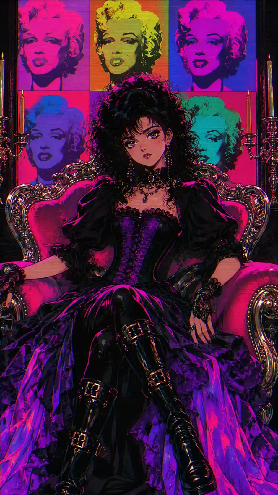 Gothic fashion woman in baroque inspired anime portrait