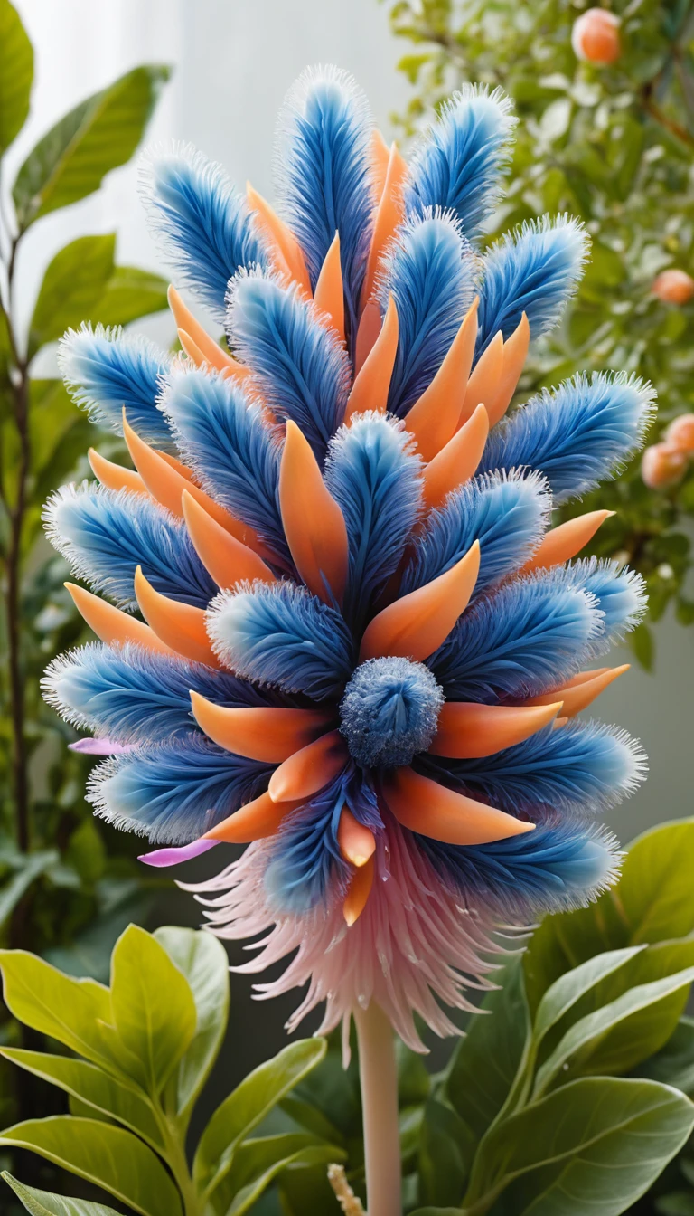 Close up of exotic feather like flowers in a garden