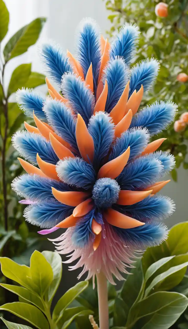 Gros plan de fleurs exotiques en forme de plumes dans un jardin