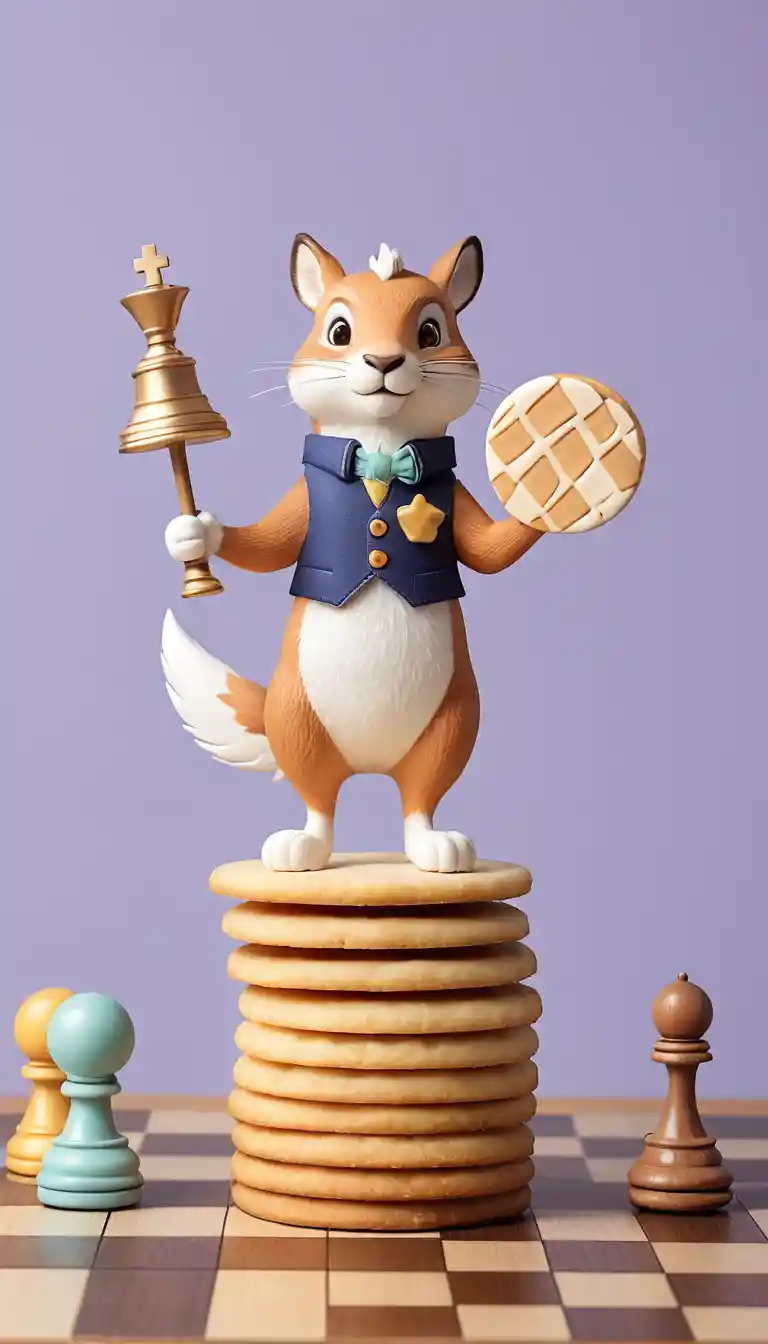 Anthropomorphic animal strategist planning a chess move