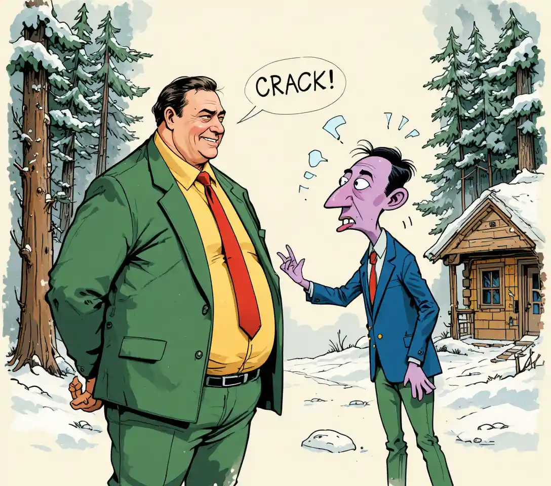 Humorous cartoon of two men in an awkward interaction