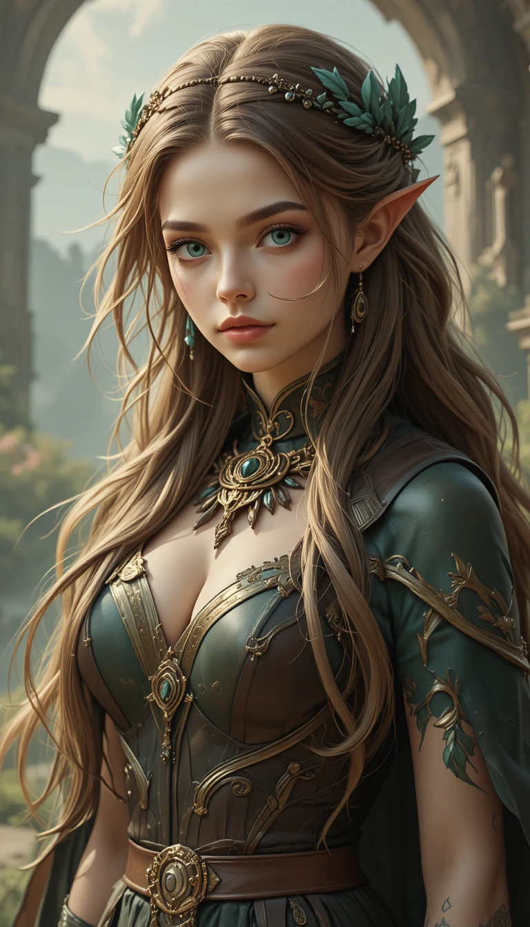 Anime fantasy woman with emerald eyes and tribal ornaments