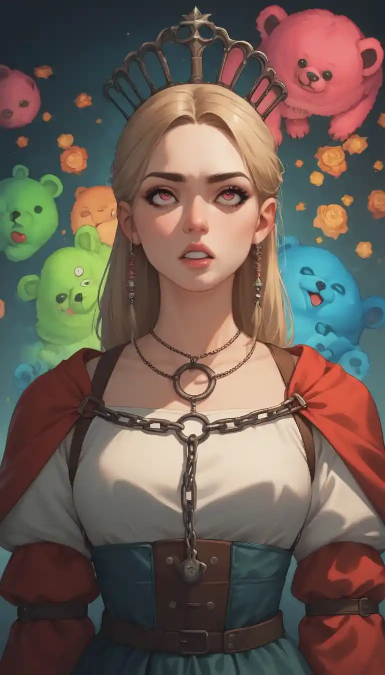 Orso medievale in stile anime con grandi e bellissimi occhi