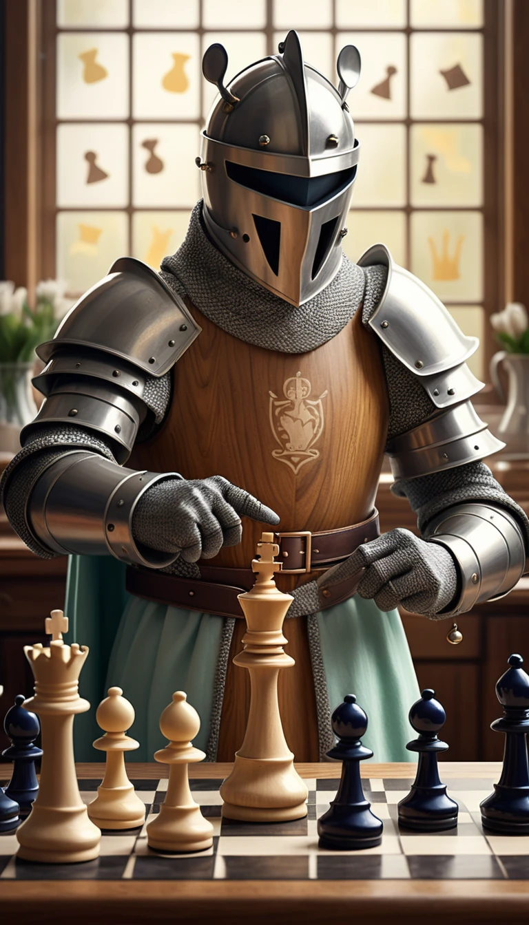 Personagem de xadrez fantasioso prestes a dar um brilhante lance vencedor