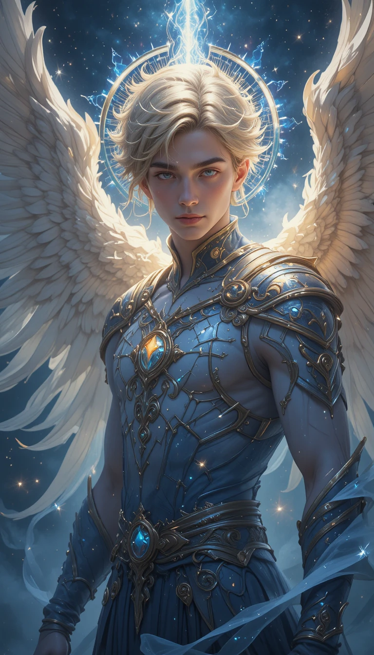 Jovem homem de fantasia em um mundo mítico de anime