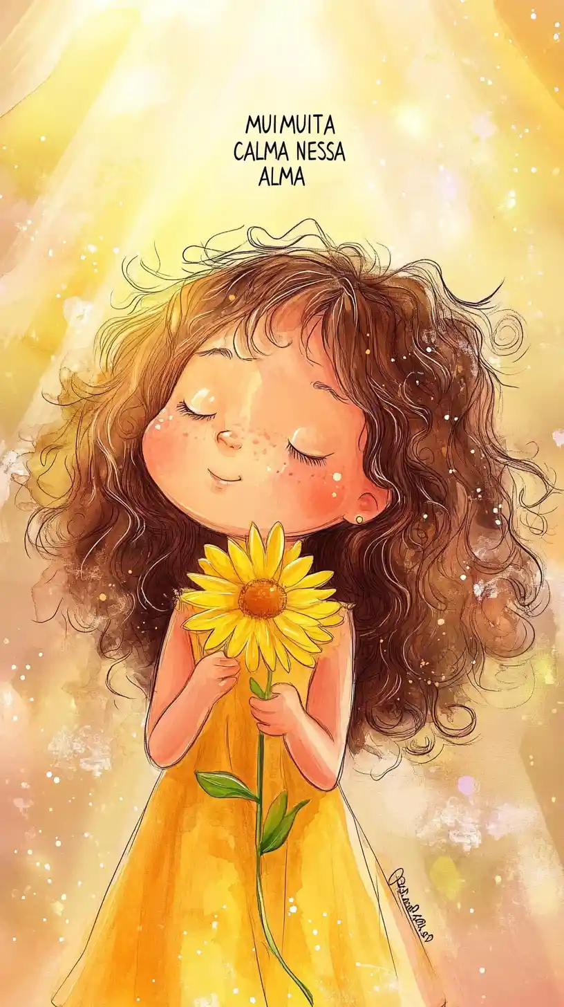 Little girl with yellow gerbera in soft watercolor light