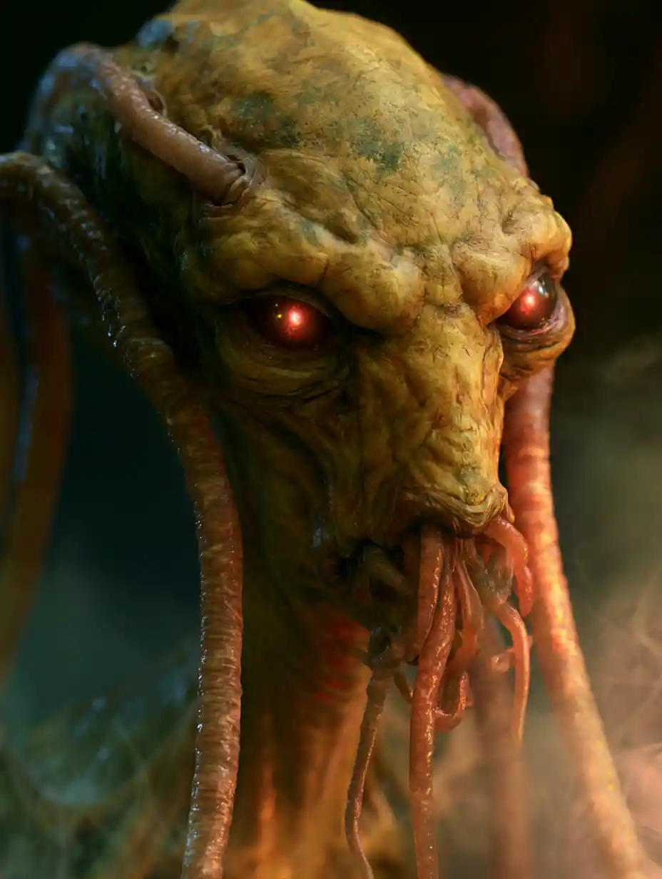 Full Length 3D Monster With Glowing Red Eyes