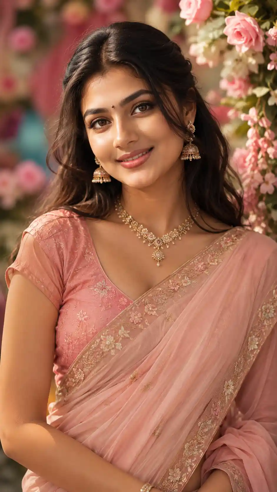 Romantic portrait of an Indian woman in traditional sari