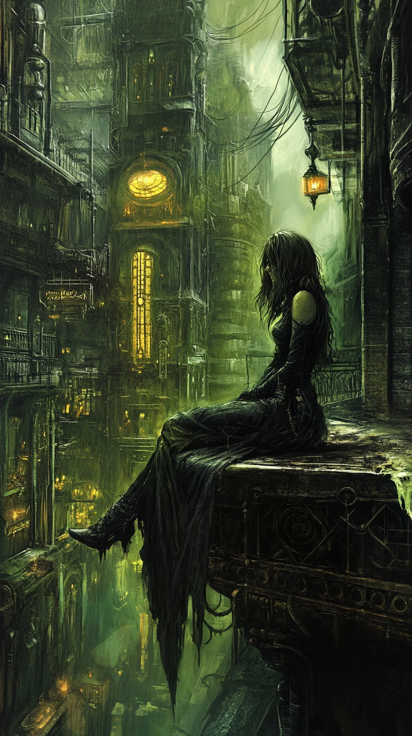 Salon de fantasy niché dans une ville steampunk sombre