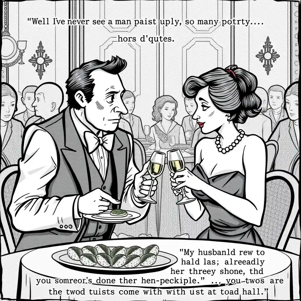 Man politely refusing a tray of party hors d oeuvres