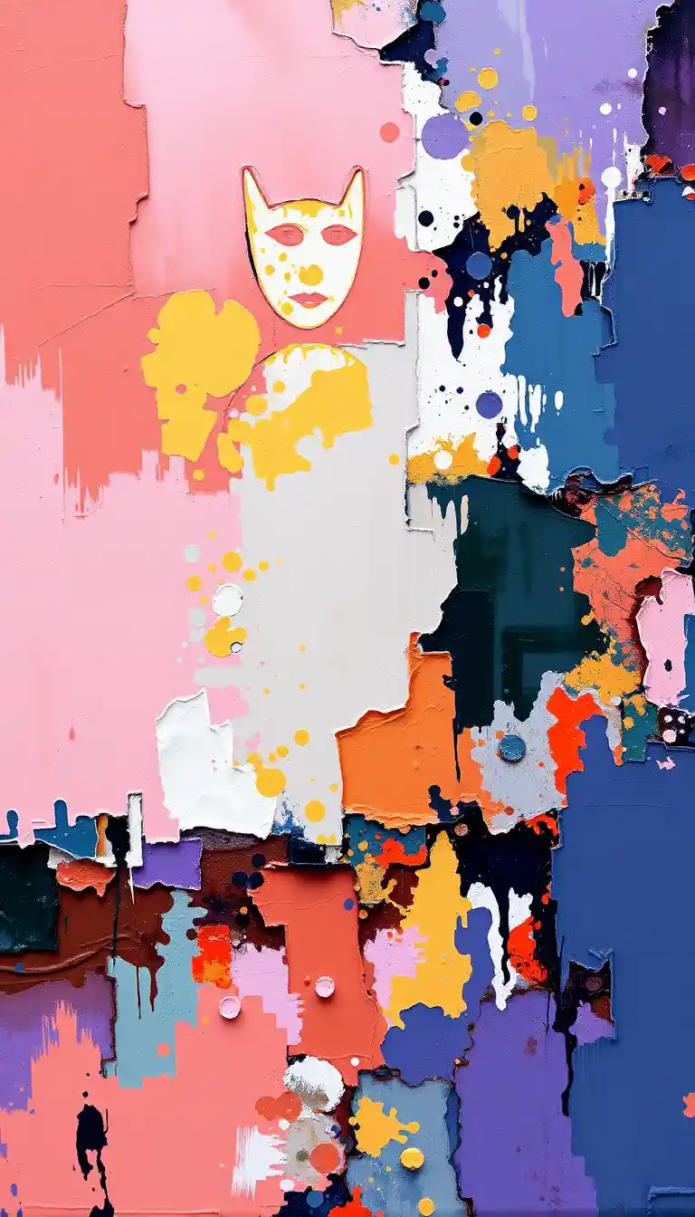 Abstract close up girl portrait with textured paint