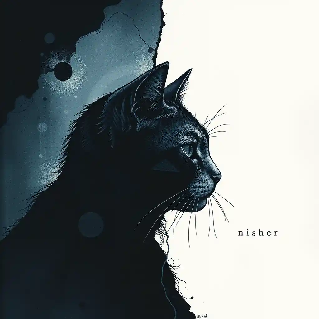 Mystical cat drifting in a distant underwater ocean