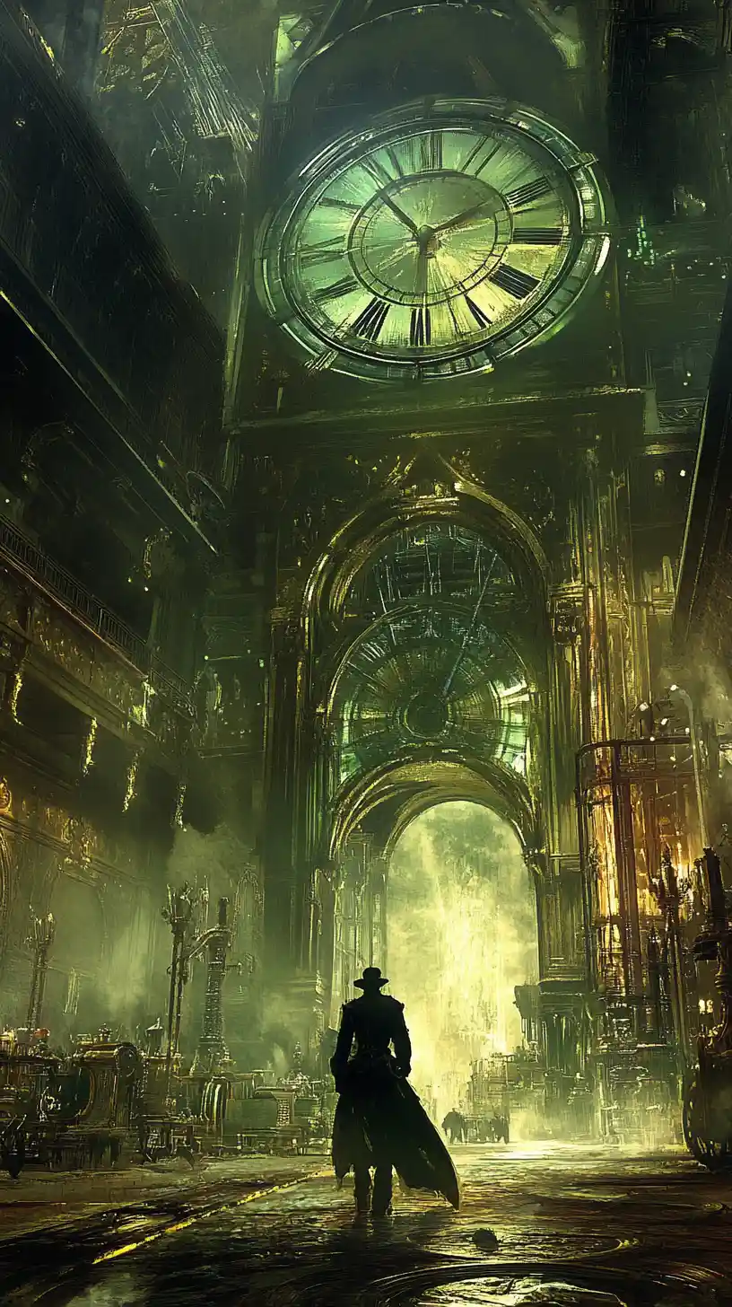 Moody fantasy city illustration with western style saloon