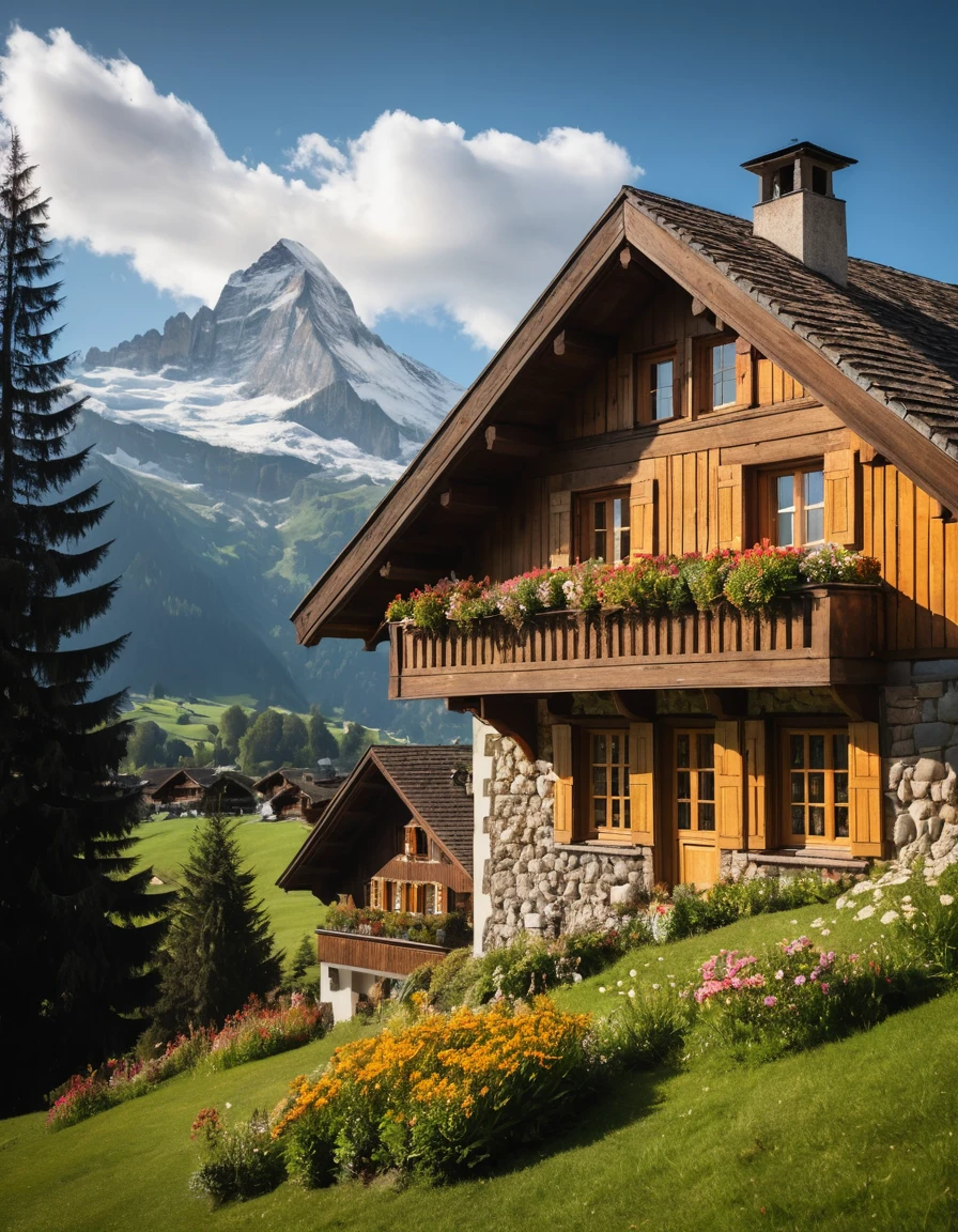 Gemütliches Schweizer Chalet in einem ruhigen alpinen Bergtal