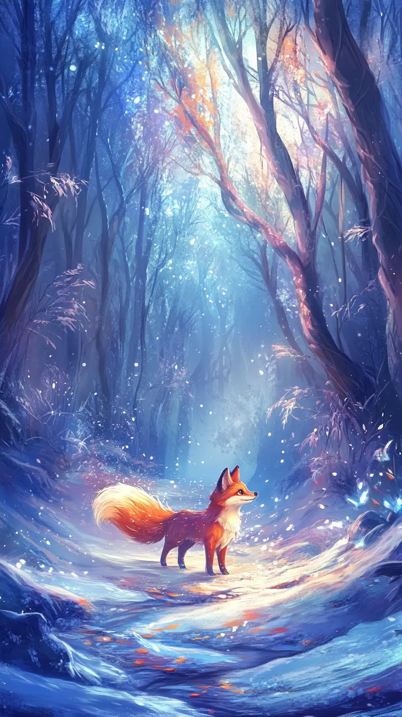 Mystic Fox Of Mist Fur Wandering A Frozen Fire Forest