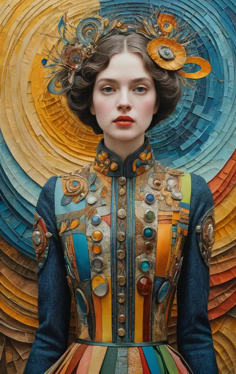 Surreal fantasy woman in a vibrant abstract world