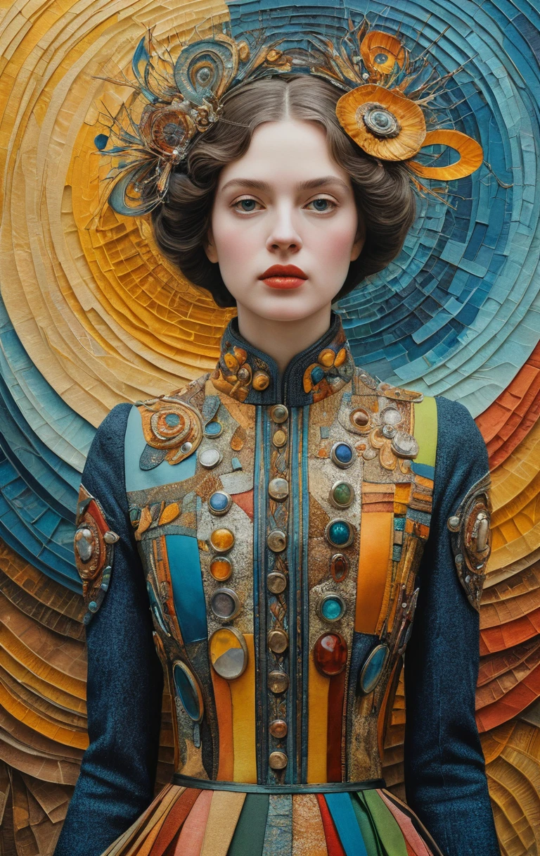 Femme de fantaisie surréaliste dans un monde abstrait vibrant