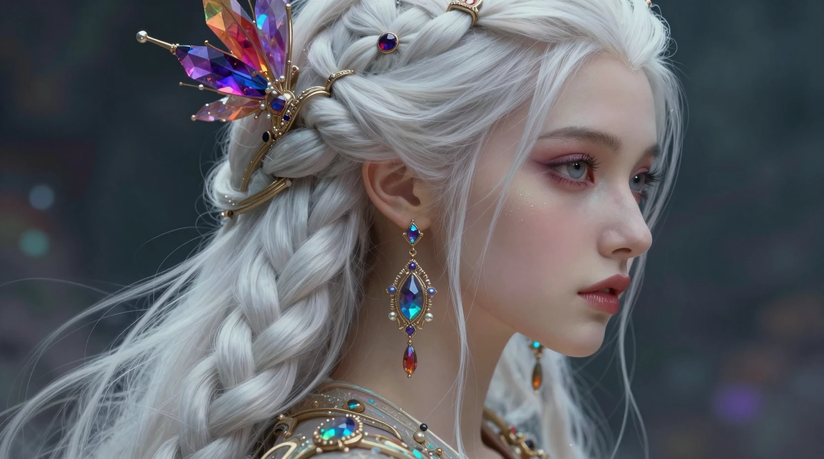 幻想的な女性の超接近ファンタジーポートレート