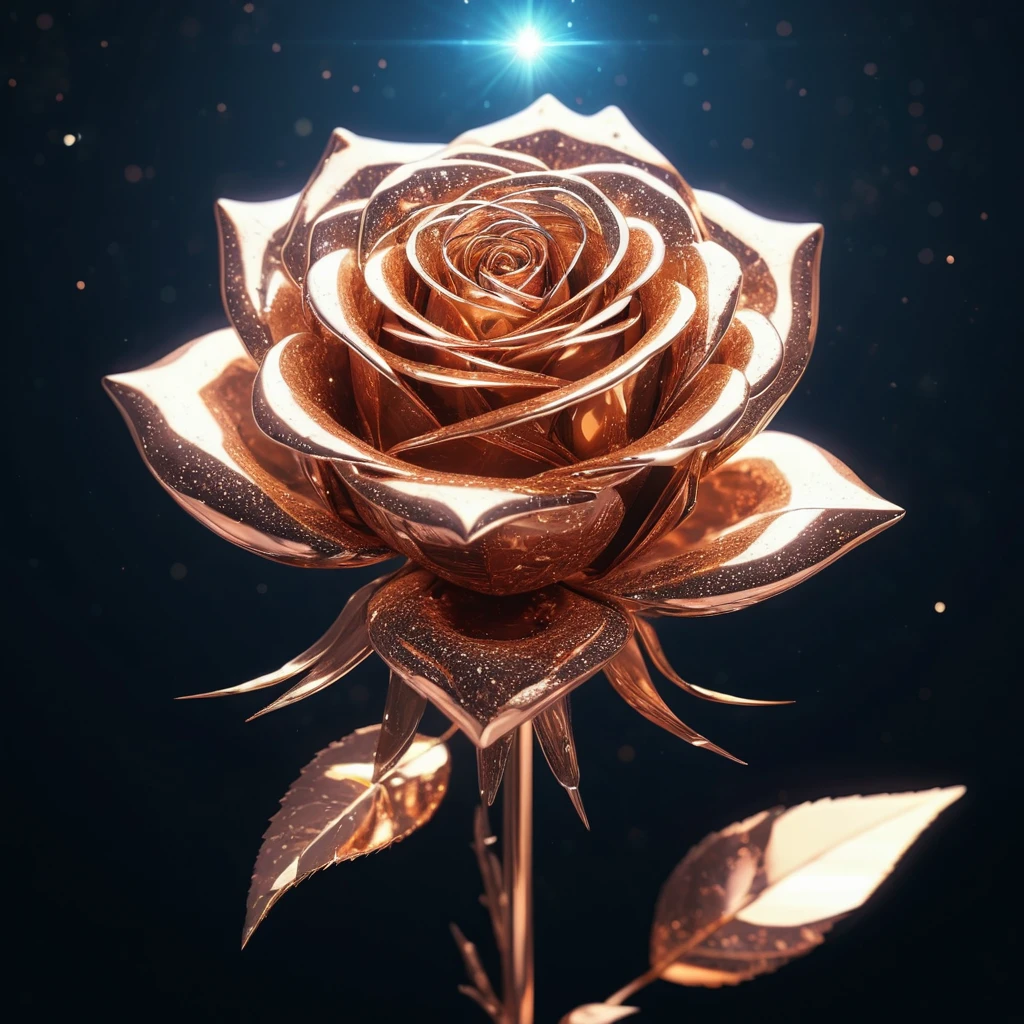 Leuchtende roségoldene Blume mit diamantbesetzter Sternmitte