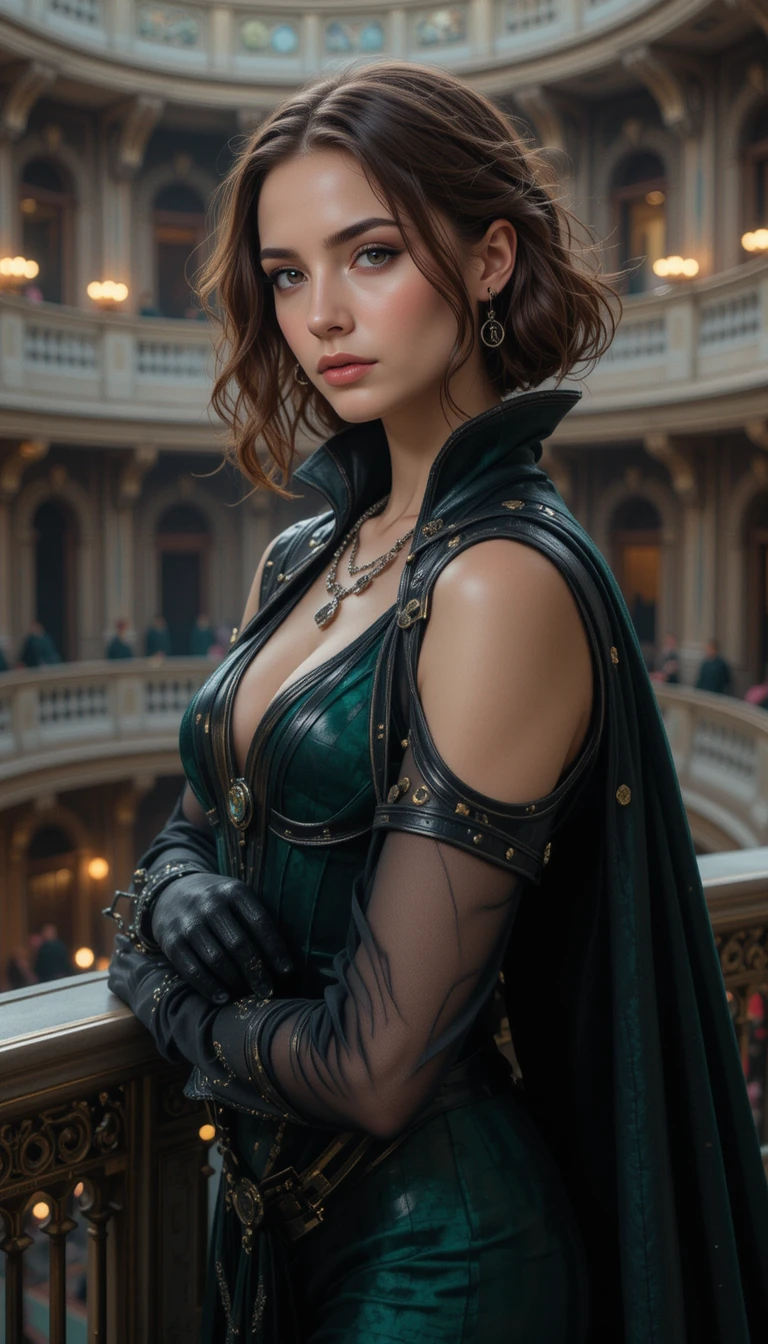 Cinematisches Porträt einer glamourösen Frau im Abendkleid