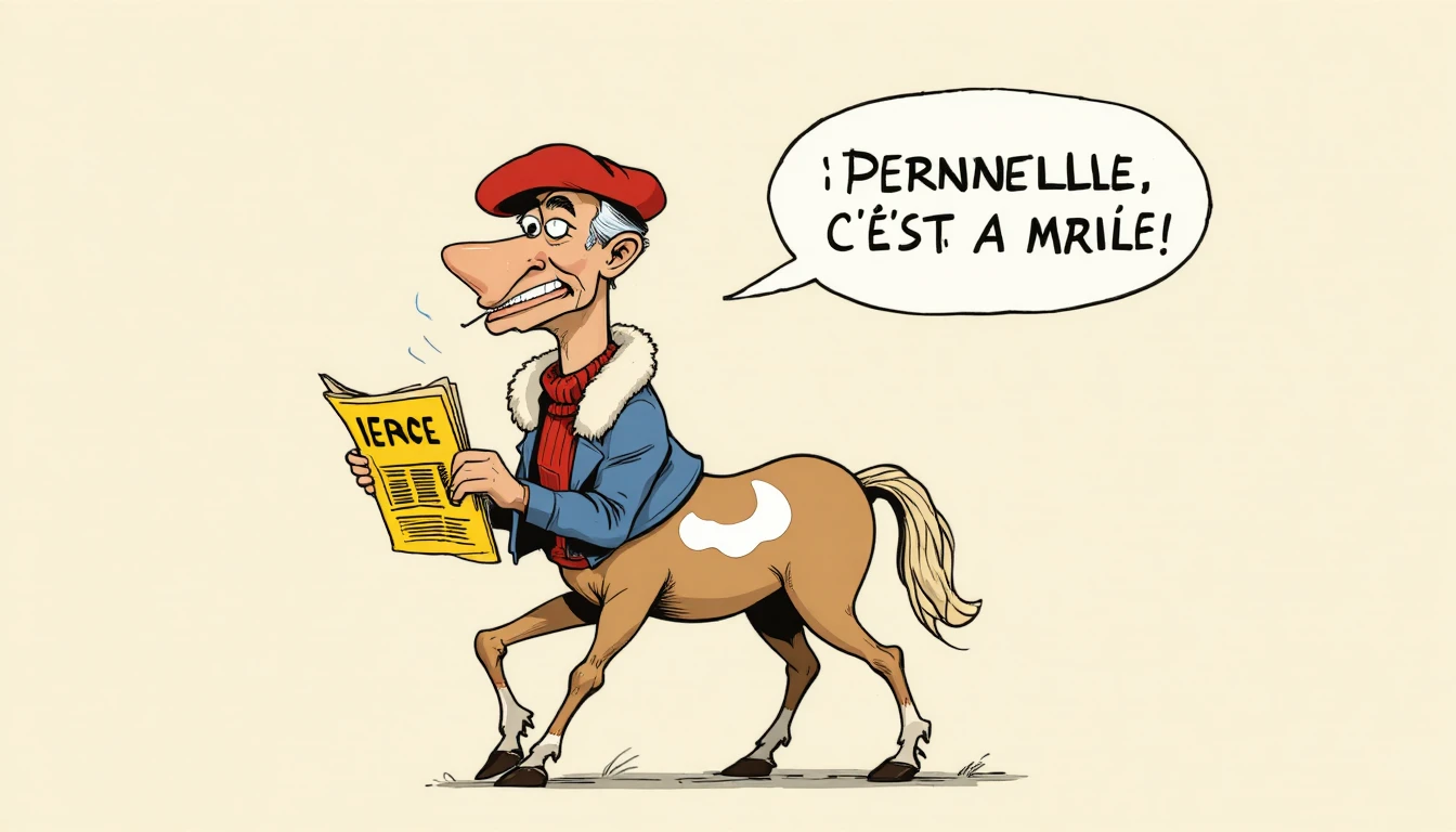 Verspielter Cartoon-Zentaur, der raucht und Zeitung liest