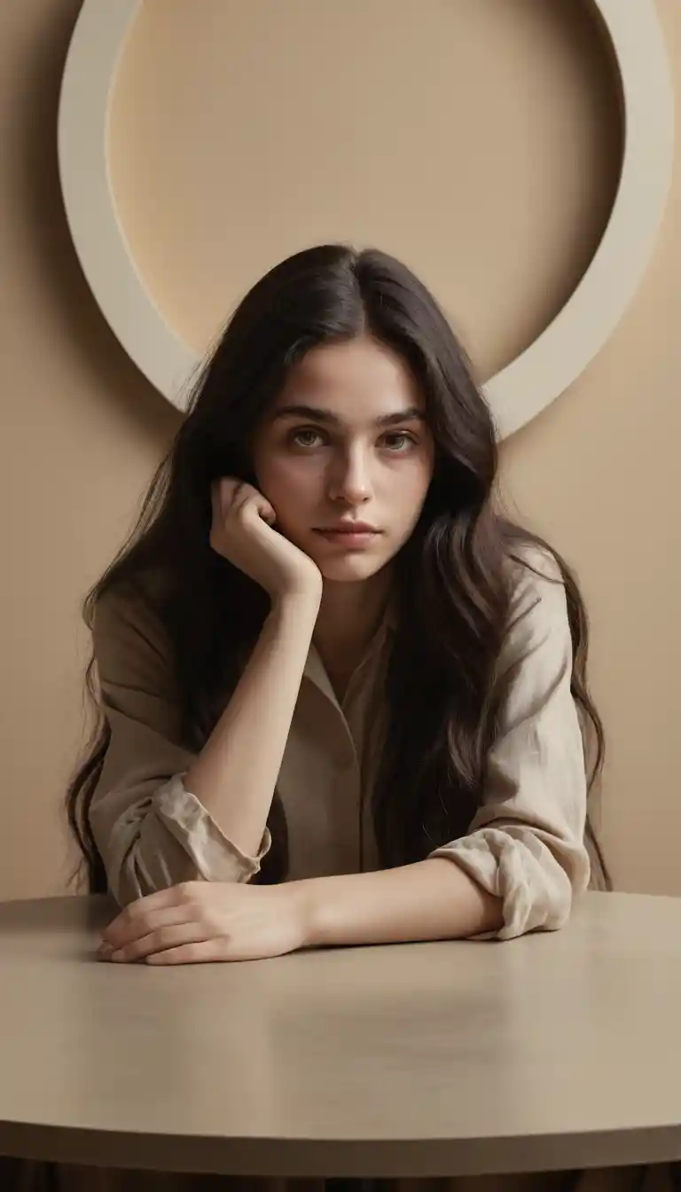 Melancholic young woman in a surreal close up portrait